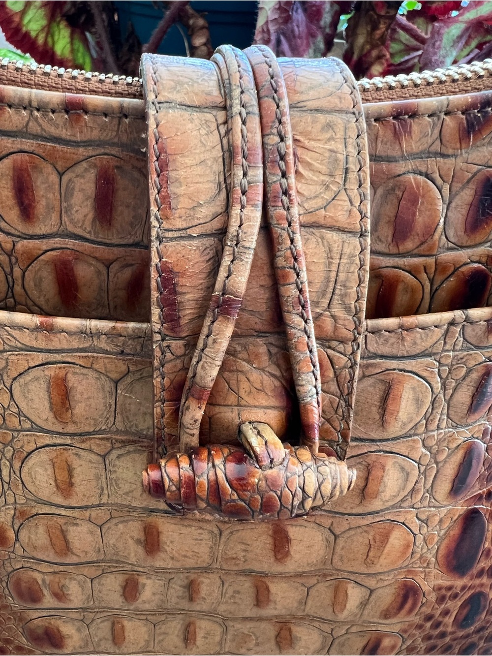 Brahmin Isabelle Tortoiseshell Croc-Embossed Tote in Warm Brown - Picture 3 of 12